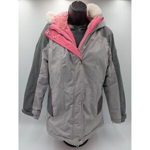 ZeroXposur Kids Girls Insulated Hooded Winter Jacket Pink‎ Grey Size 14 16